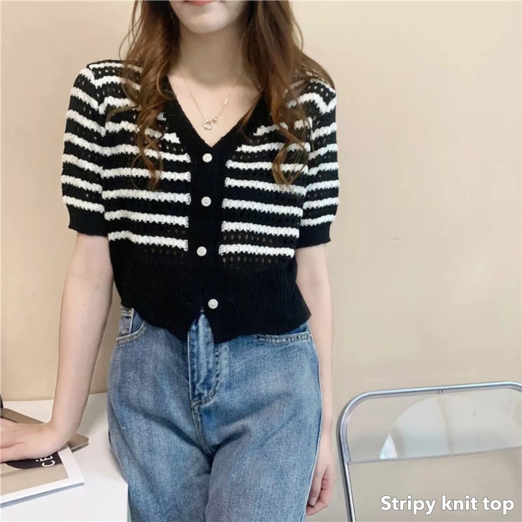 Stripy knit top -Thejanclothes
