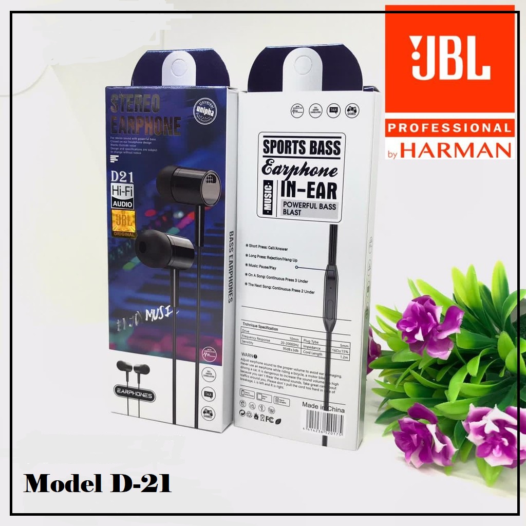 (ba) HF/ Handsfree Headset JBL Model D-21 Stereo Earphone