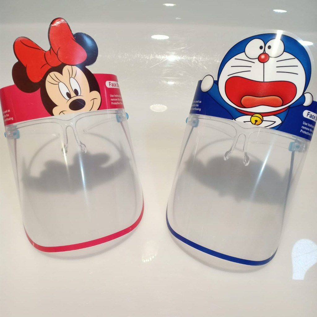 KJ  FACE SHIELD ANAK FACE COVER MUKA KACAMATA MOTIF KARAKTER DORAEMON/SPIDERMAN/KEROPI/MICKEY L005