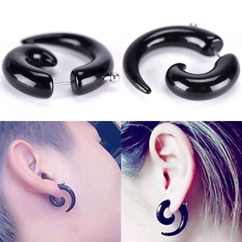 &lt; E2id &amp; &gt; Anting Tusuk Gaya Gothic Punk Bentuk Siput Hitam Bahan Akrilik Untuk Unisex / Pria / Wanita