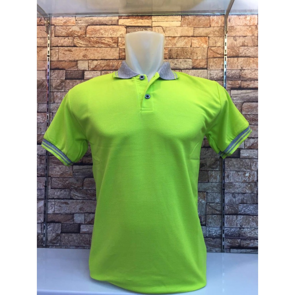 Kaos polo List Hijau Stabilo / kaos kerah list Hijau Terang / Polo Polos Hijau Stabilo