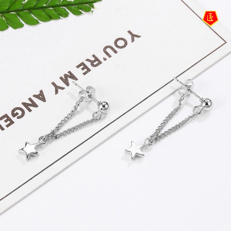 [Ready Stock]Simple Elegant Women's Five-Pointed Star Long Earrings