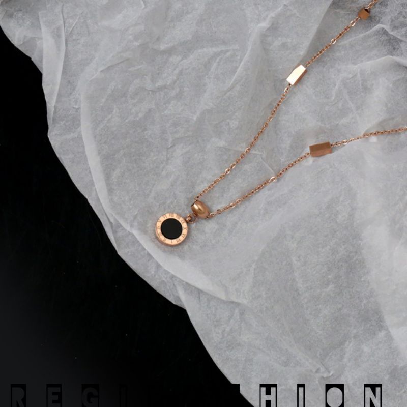 { COD } Kalung Titanium Wanita Rantai Dadu Liontin Bulat / Kalung Wanita Korea Model Terbaru / Kalung Titanium Asli Import