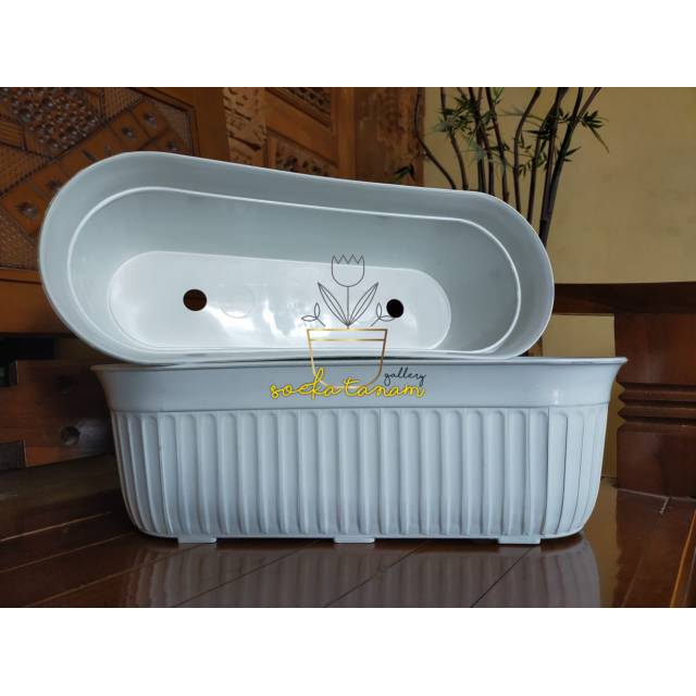 Pot Happy Oval / Pot oval panjang / pot panjang / pot putih panjang / pot tanaman / pot bunga