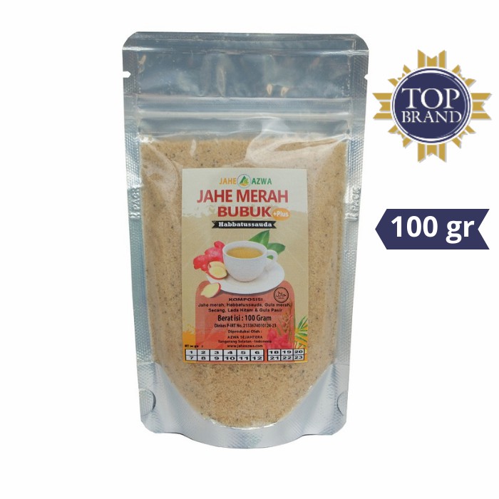 

JAHE MERAH BUBUK PLUS HABBATUSSAUDA 100gr / HERBAL JAHE MERAH / JAHE BUBUK / JAHE MERAH INSTANT AZWA