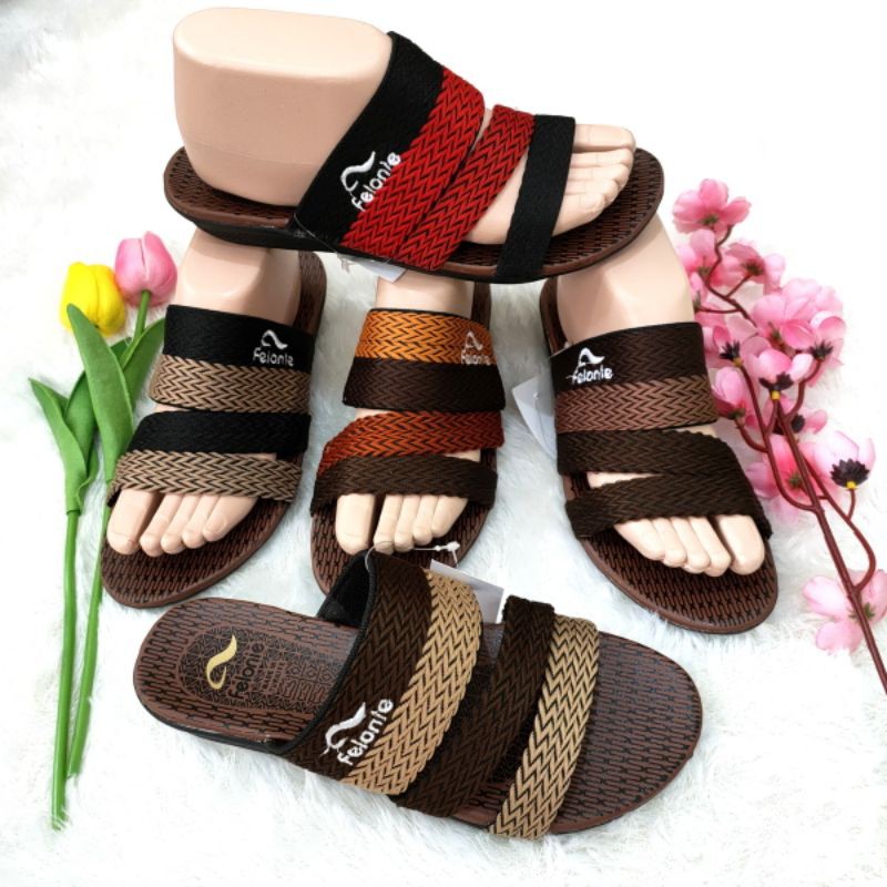 sandal wanita Trendy dan keren murah ( Felonie SF 01)... sandal terbaru turki rajut bordir ban 3