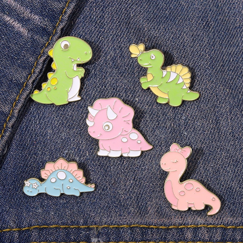 Bros Pin Enamel Bentuk Kartun Dinosaurus Kecil Lucu Untuk Anak