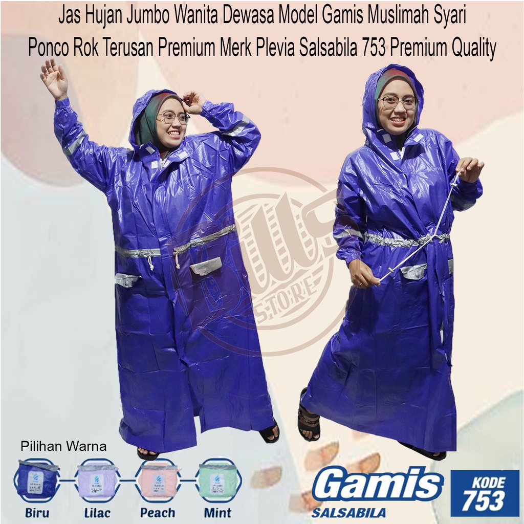 PROMO Jas Hujan Gamis Dewasa Wanita Plevia Salsabila 753 /Jas Hujan Rok Jas Hujan Hijab