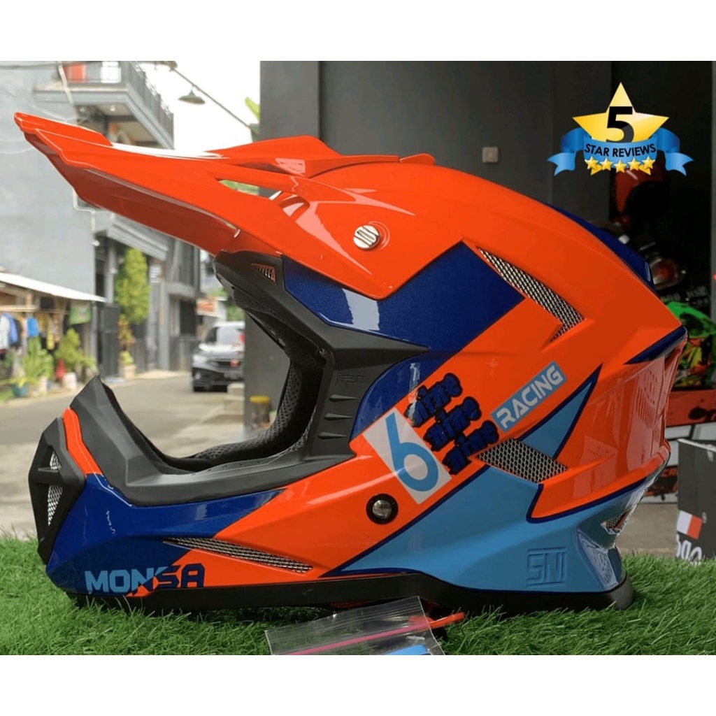 HELM MONSA CROSS MOTOR TRAIL MONSA CROSS MOTIF FULLFACE SNI JPN