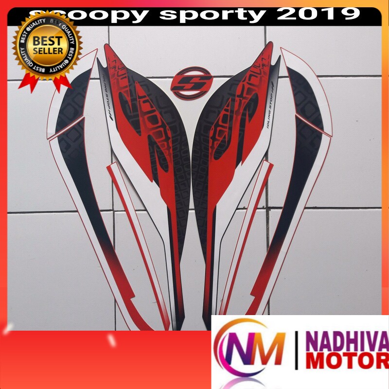 sticker motor scoopy sporty 2019 hitam-merah
