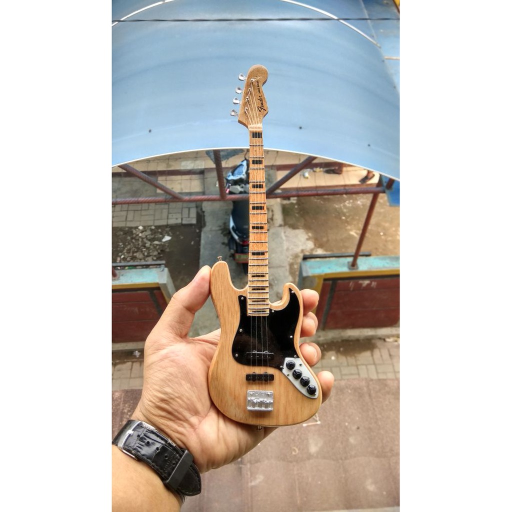 Miniatur Bass Fender Jazzmaster Natural Wood Custom