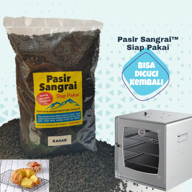 Pasir Sangrai® Siap Pakai Varian KASAR Kemasan Plastik 1Kg Untuk Oven Atau Panggangan Roti Kue