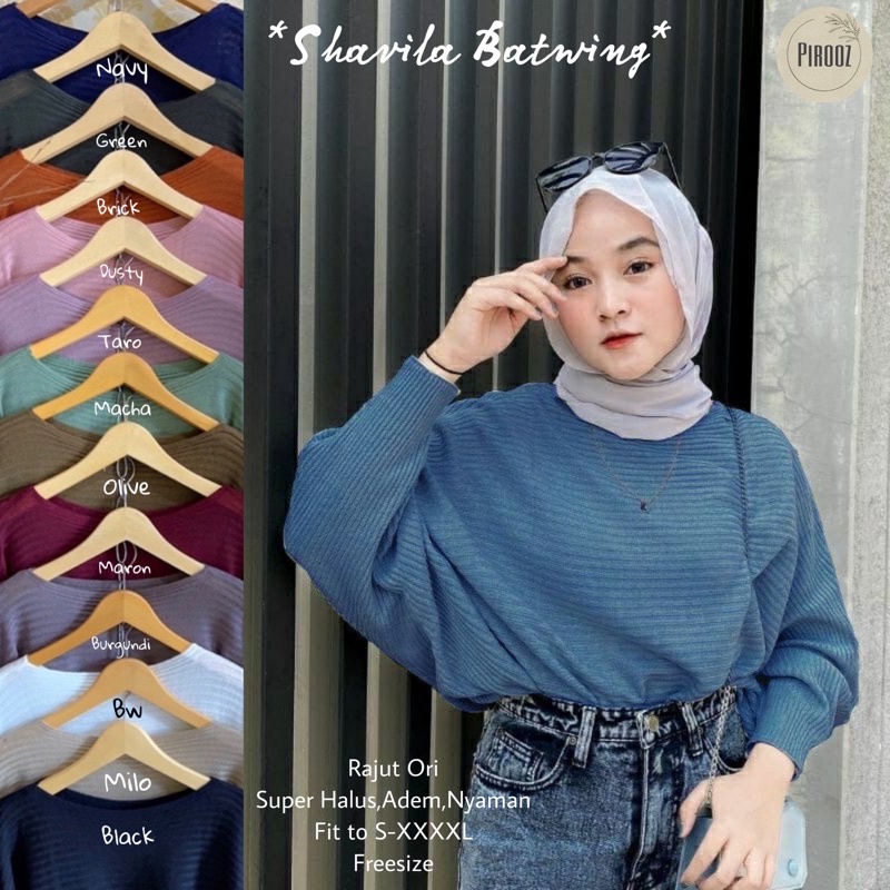 SWEATER BLOUSE BATWING RAJUT BIG SIZE PREMIUM//OUTER RAJUT BATWING MOTIF KELEAWAR