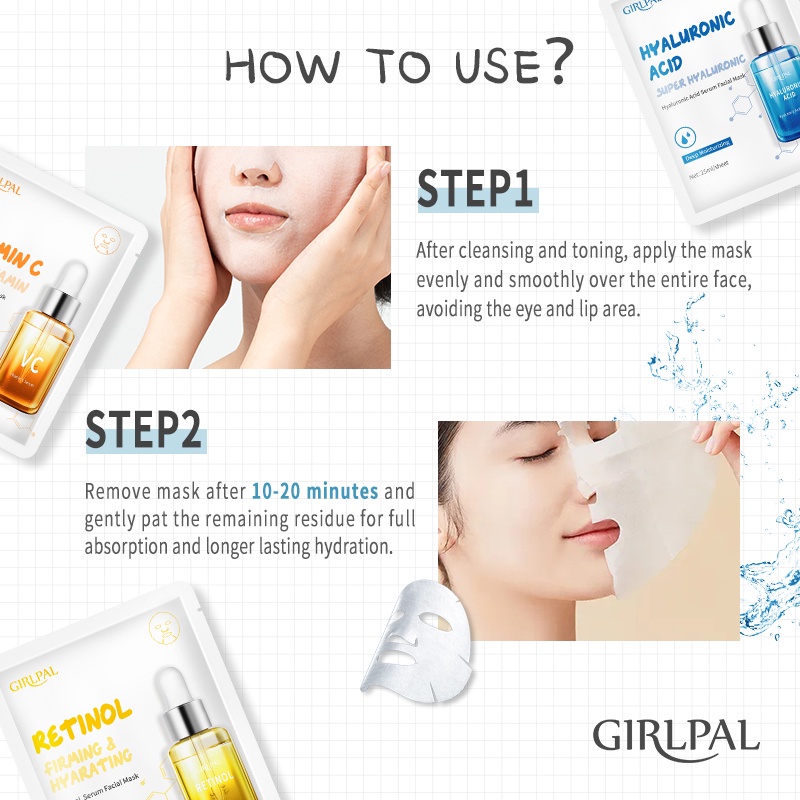 GIRLPAL Serum Facial Mask Sheet Mask / Moisturizing Masker Deep Wajah Facial Skincare