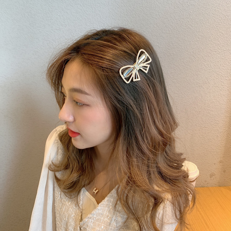 Jepit Rambut Bentuk Pita Aksen Mutiara Dan Berlian Gaya Korea Untuk Wanita