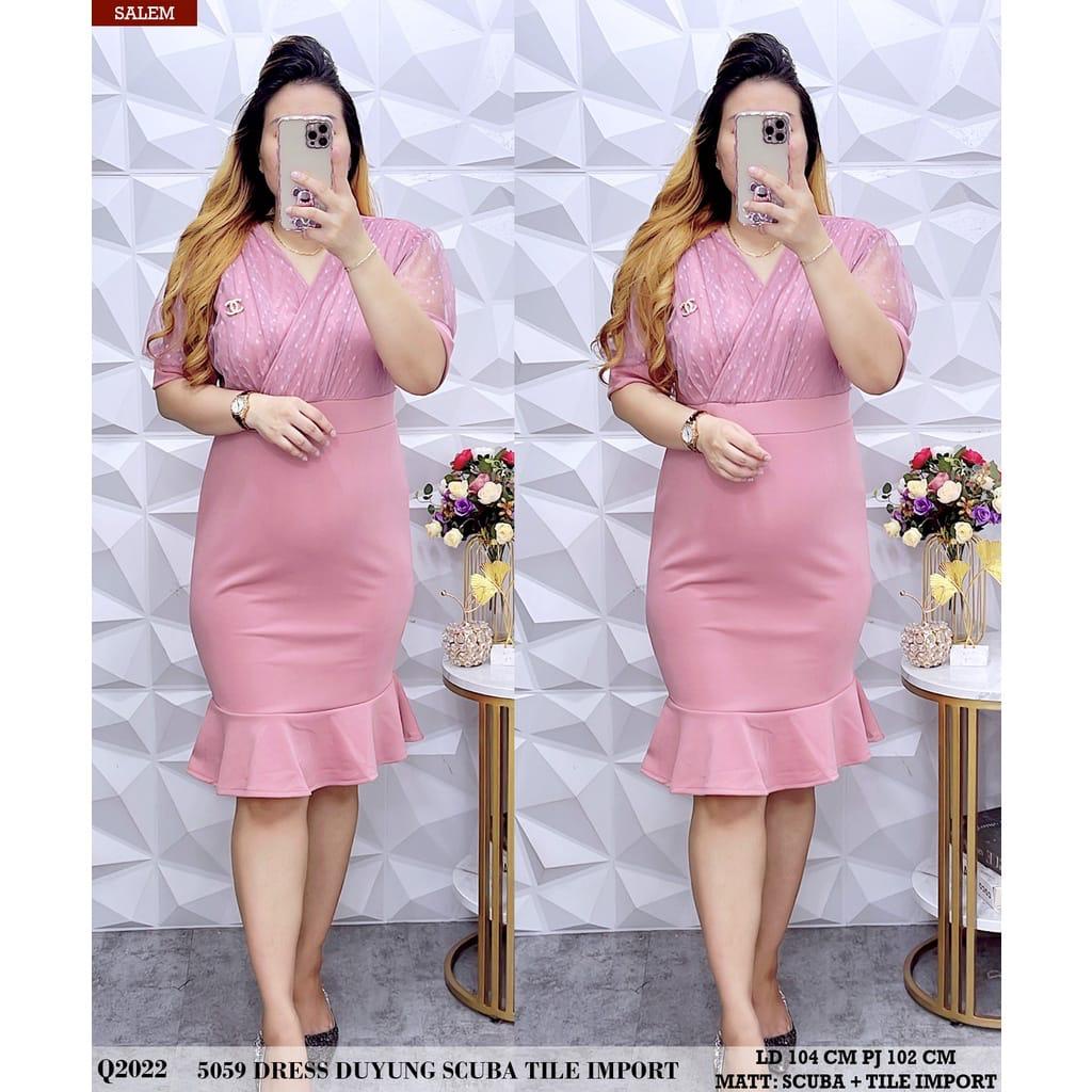 NEW PRODUK  Dress Pesta Kekinian Viral / Dress Scuba Jumbo 5059 - Dress Pesta Modis BISA [COD]