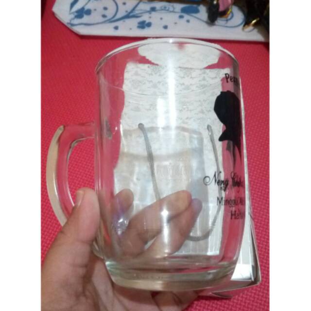 Souvenir Gelas Mug Oval Bening/Dop Besar