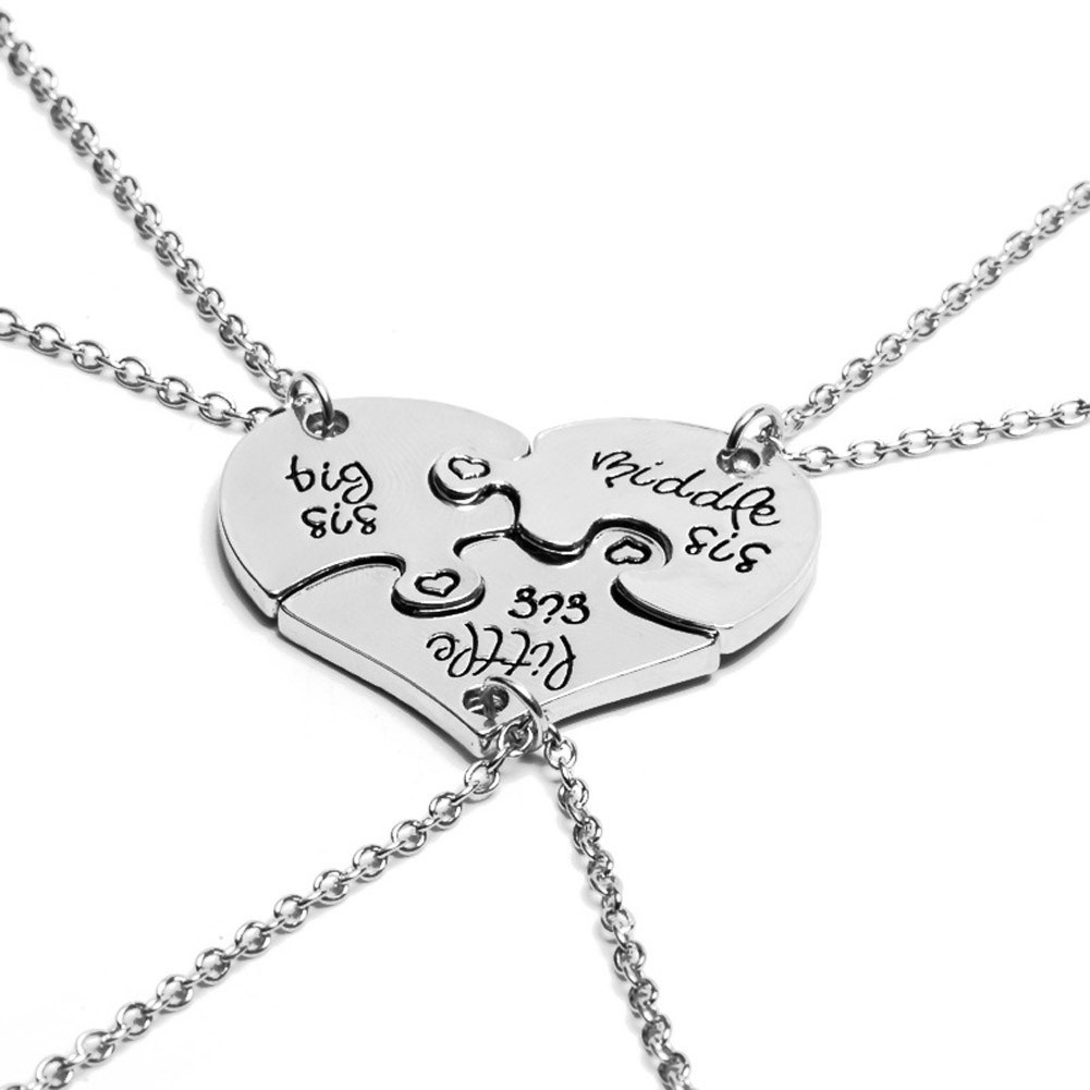 Korea Style Personalized Alloy  Little Middle Big Sister Puzzle Love Necklace