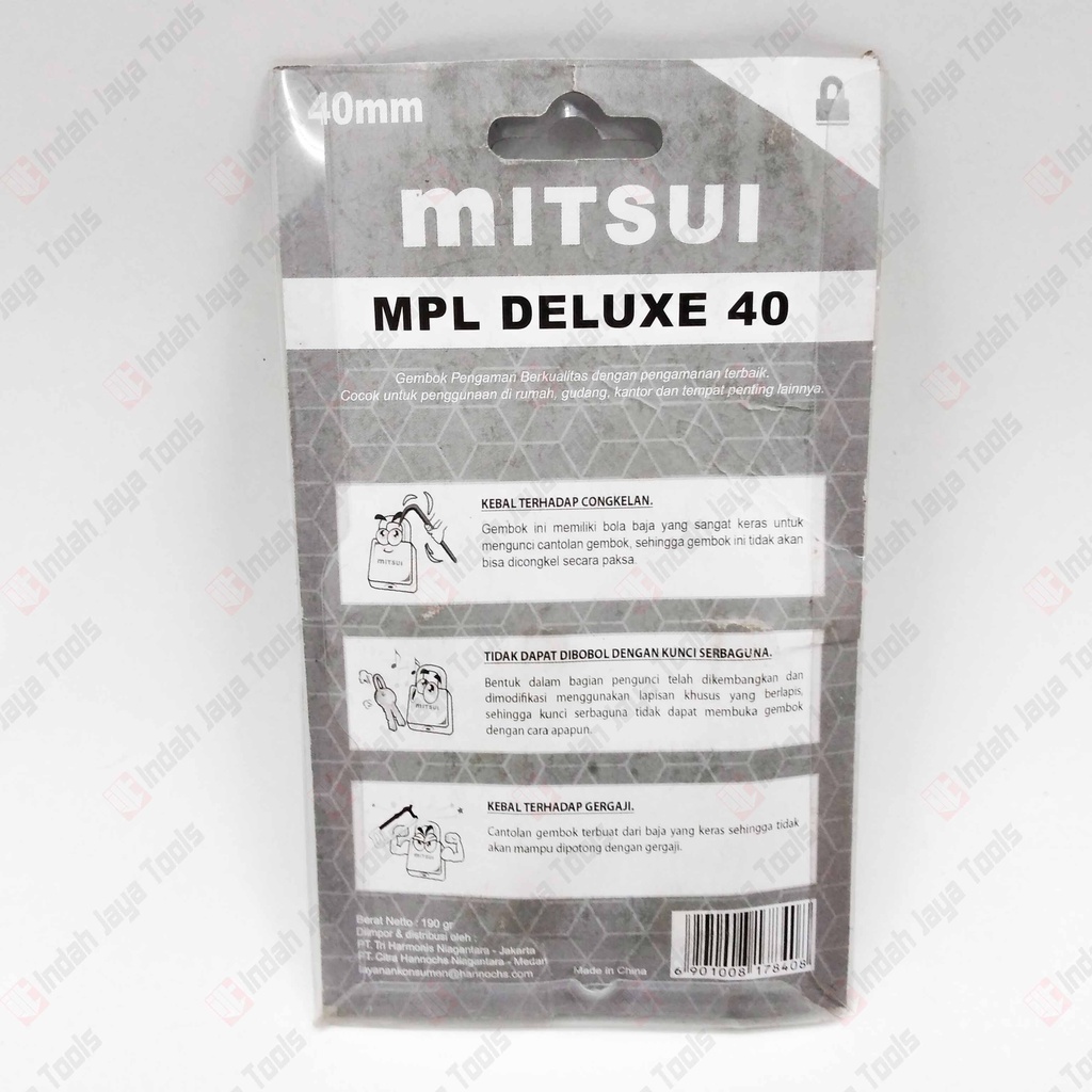 MITSUI MPL 40 Gembok Jaket 40mm Anti Maling Anti Karat Deluxe Jacket