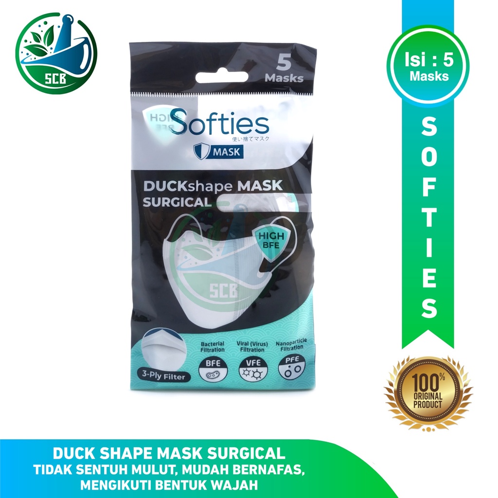 Softies Duckshape Surgical Mask Duckbill Isi 5 Masks