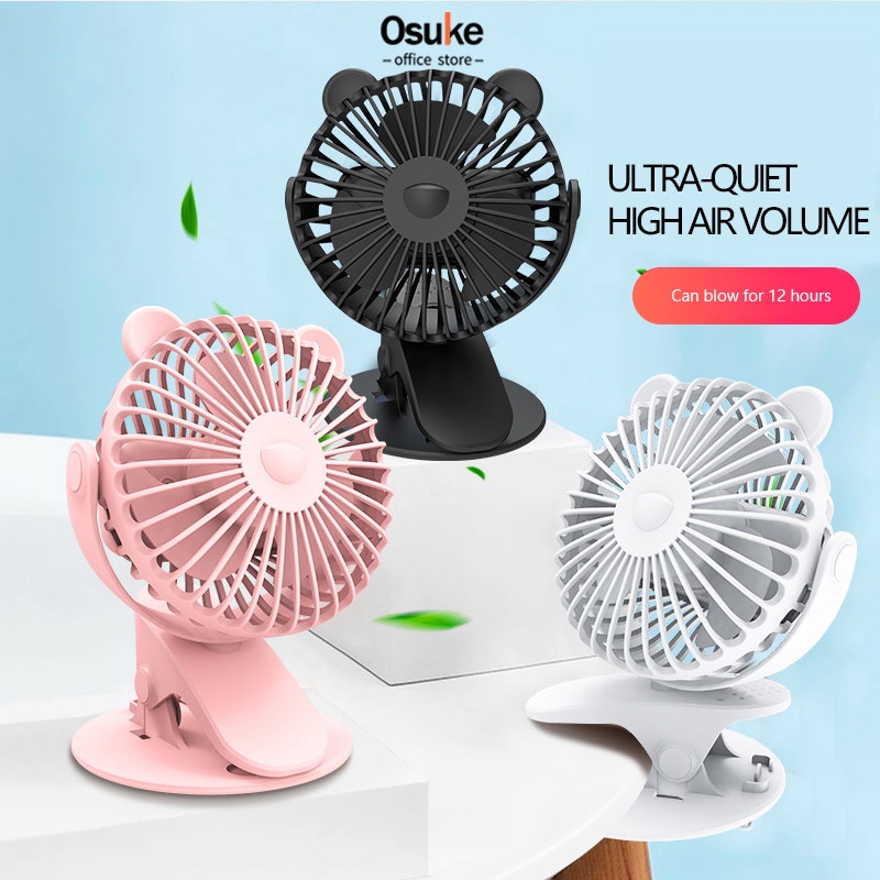 Clip Mini Fan 720° Rotating Kipas Angin Meja Mini Jepit Portable USB 3rd Gear Adjustable