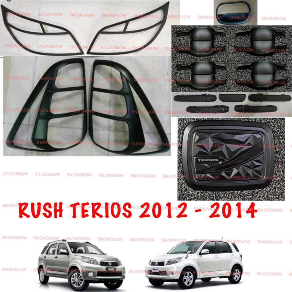 Paket Garnish Depan Belakang Outer Handle Tank Cover New Rush Terios Lama 2012 2014 Hitam Chrome