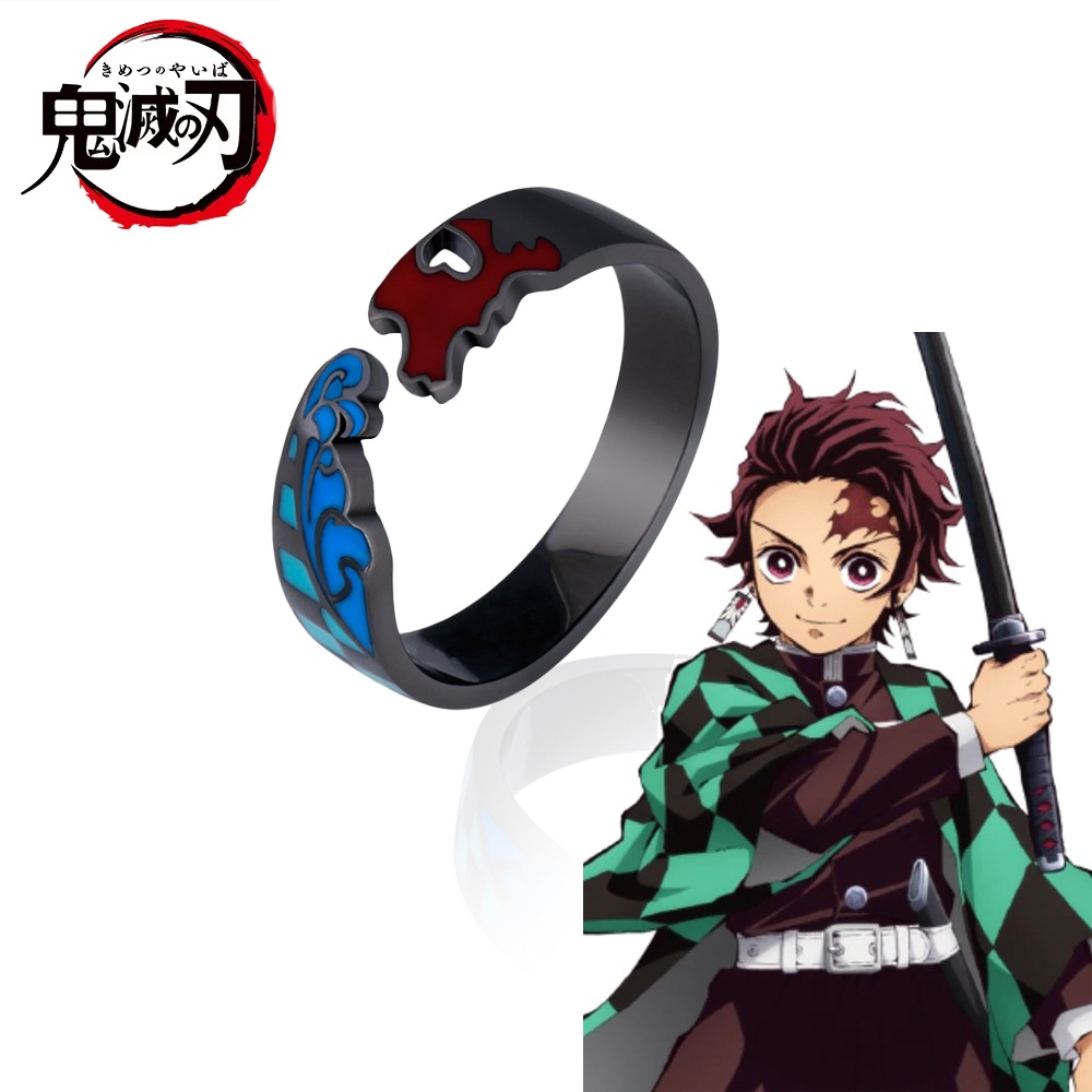 Cincin Model Terbuka Dapat Disesuaikan Desain Demon Slayer Kimetsu No Yaiba Untuk Unisex