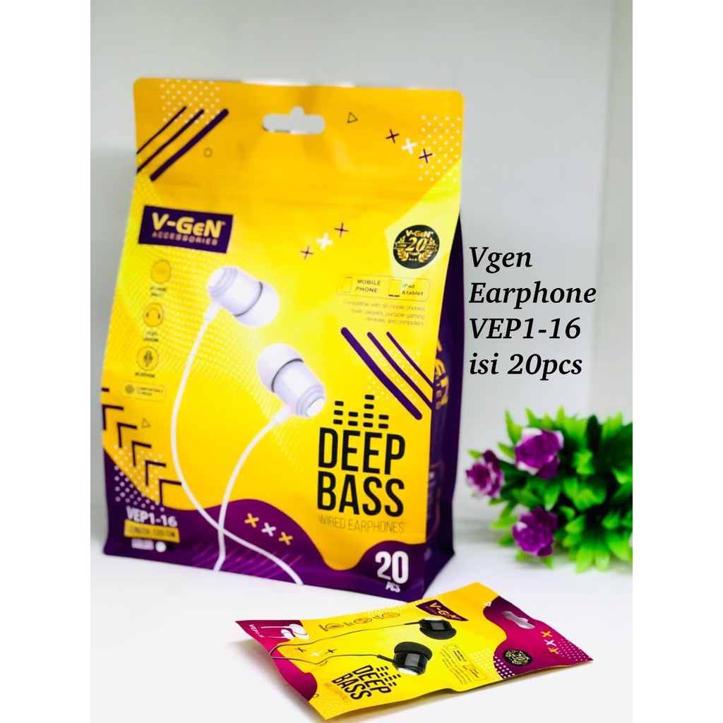 HANDSFREE VGEN Earphone V-Gen VEP1-16 DEEP BASS 20pcs 1bungkus