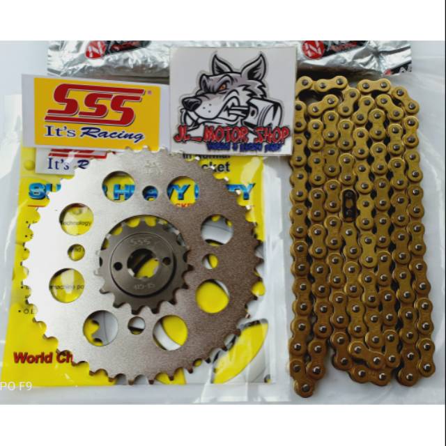 Gir Set Gear set SSS 415 Tipis Suzuki Shogun - Smash -Titan - Shooter Rantai Gold