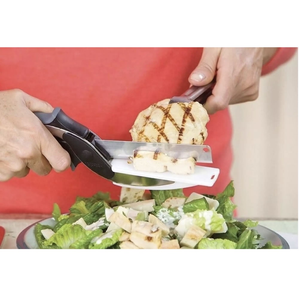 Clever Cutter 2 In 1 Gunting Pisau Dapur Talenan Tatakan Serbaguna Sayur &amp; Daging