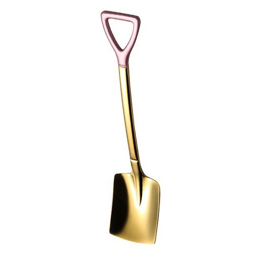 H 448 Sendok Sekop Unik Sendok Ice cream Dessert Buah cake Lucu Gold Stainless Teh Kopi-DATAR GOLD PINK