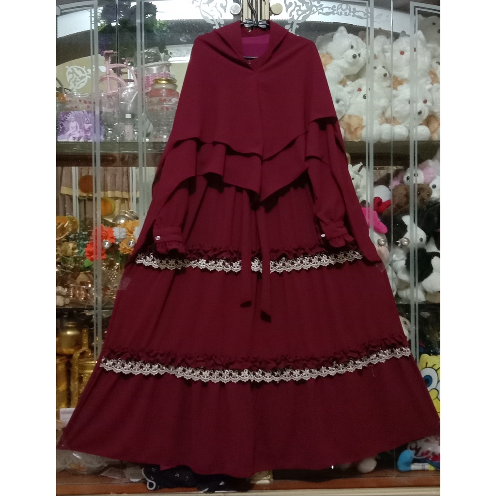 Gamis syar.i anak usia 9/10 tahun variasi renda kriwil