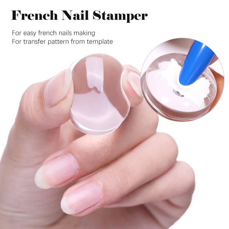 Transparent Nail Stamper with Scraper Jelly Silicone Stamp for French Nails Manicuring Kits Nail Art Stamping Tool