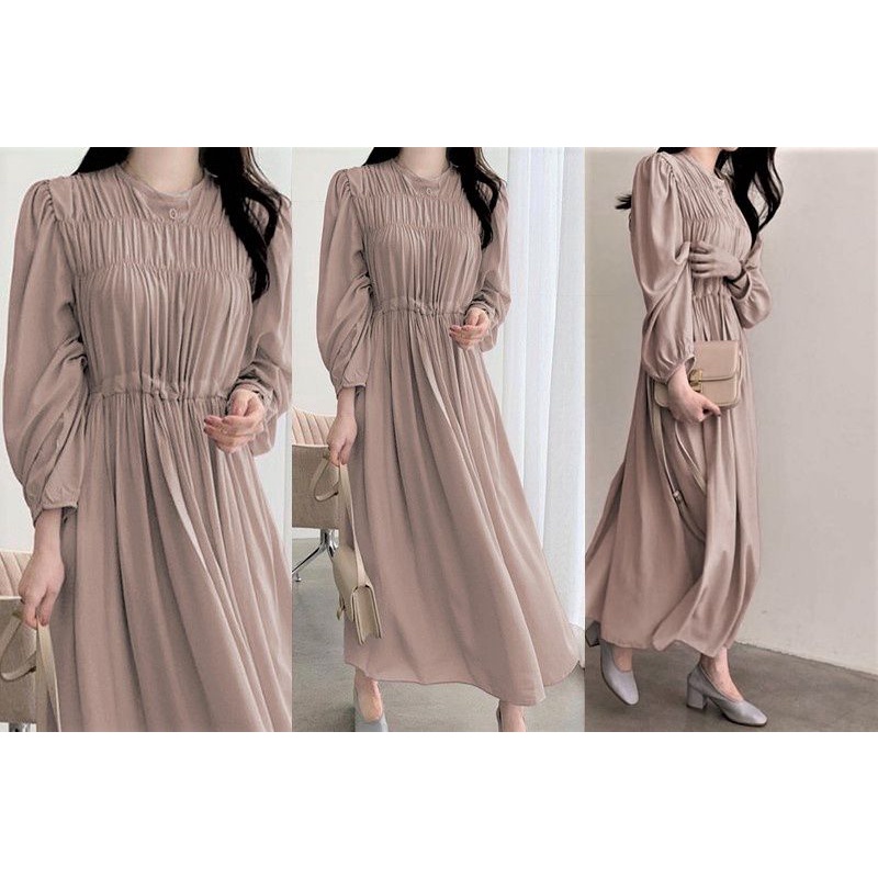 DRESS LIBERA LD100 Dress polos long panjang simple Korean style fashion Korea outfit murah