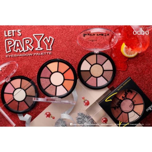 ODBO Lets Party Eyeshadow Palette #OD290 Thailand / Cosmetic / Shimmer Satin Glitter / Matte Natural