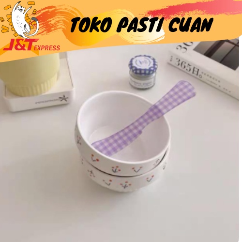 MANGKOK KERAMIK KOREA BUNGA KACA  UNTUK SEREAL DAN MAKAN LUCU FANCY ELEGAN