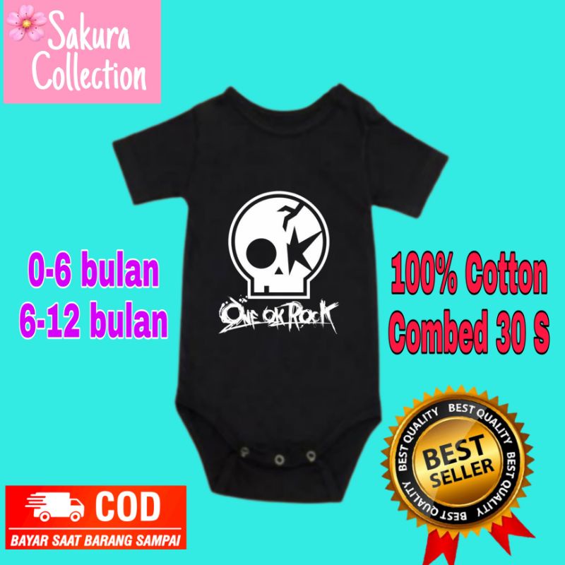 Kaos baju bayi jumper baby kids pendek band ONEOKROCK one oke rock punk rock metal logo tulisan usia 0 1 2 3 4 5 6 7 8 9 10 11 12 bulan  umur 1 tahun adem jumpsuit babysuit romper bodysuit little anak kecil hitam laki laki perempuan unisex nyaman lembut