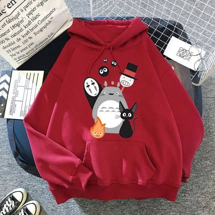 HOODIE UNISEX WANITA CASUAL TOTORO HOODIE FLEECE TEBAL PREMIUM HALUS LUCU TERBARU,