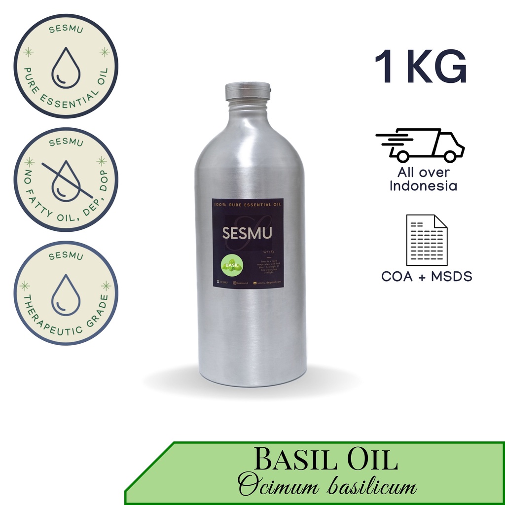 1 KG / 1 L / 1000 ML BASIL 100% PURE ESSENTIAL OIL / MINYAK ATSIRI