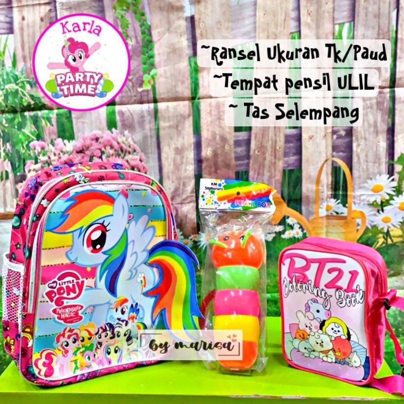 Tas Anak Perempuan Model Uniqorn 3 In 1 Ransel Sekolah Anak Paud TK SD