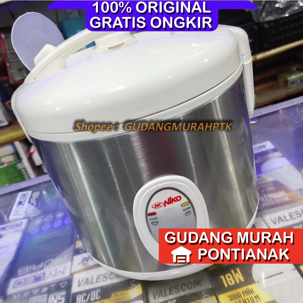 Magic Com niko Motif Silver Putih Polos /Rice Cooker niko NK 12 / penanak nasi 1,2 Liter serbaguna memasak sekaligus menghangatkan