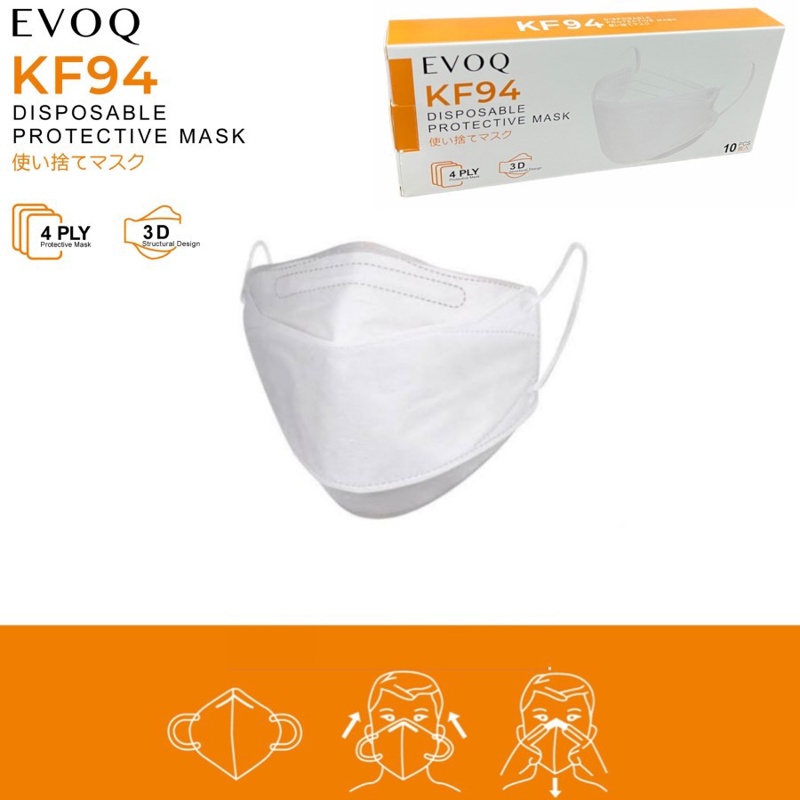 Masker EVOQ Kf94 Model 4ply [[ korea isi 10pcs perbox KF 94 ]]