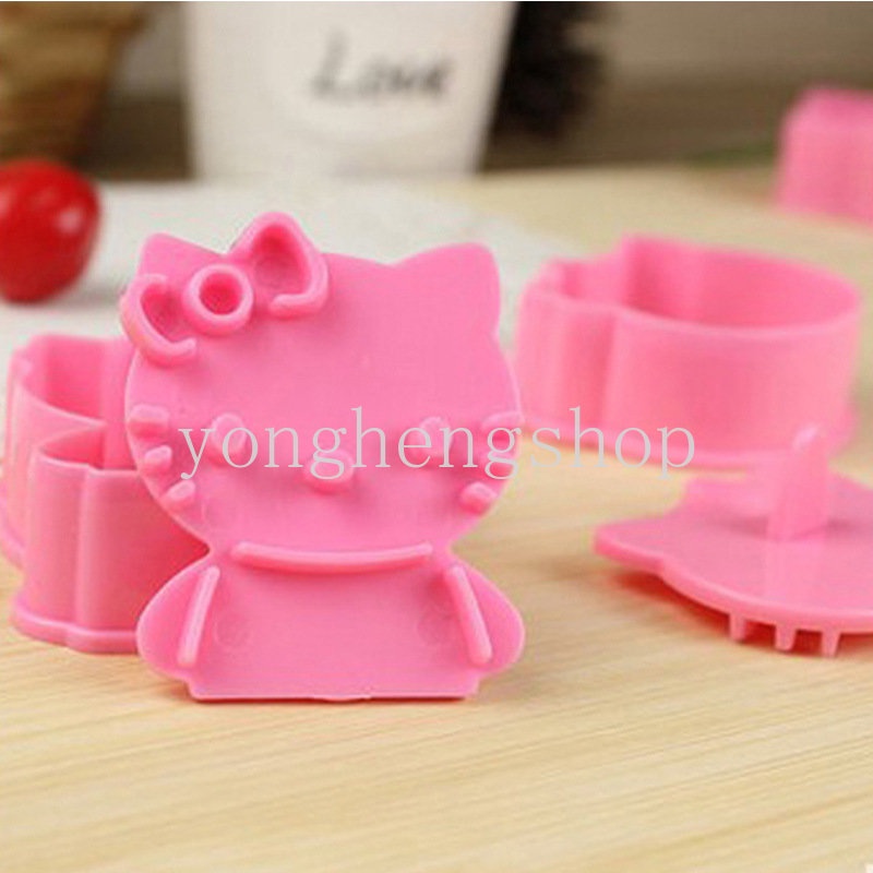 2pcs / set Cetakan Kue / Biskuit Bentuk Kartun Kelinci / Kucing 3D Untuk Dekorasi Dapur