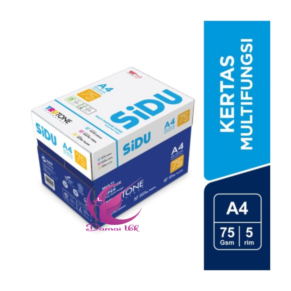 

SiDU Kertas Fotocopy 75 GSM A4 - 1 Boks = 5 Rim