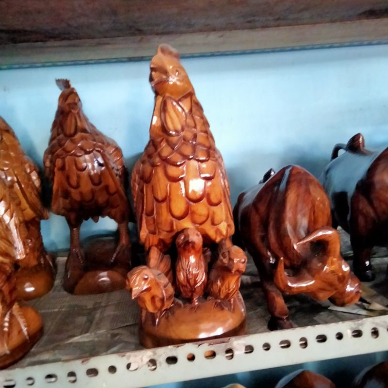 PATUNG AYAM PATUNG KAYU AYAM HIASAN PATUNG HIASAN PATUNG HEWAN PATUNG MURAH PAJANGAN PATUNG