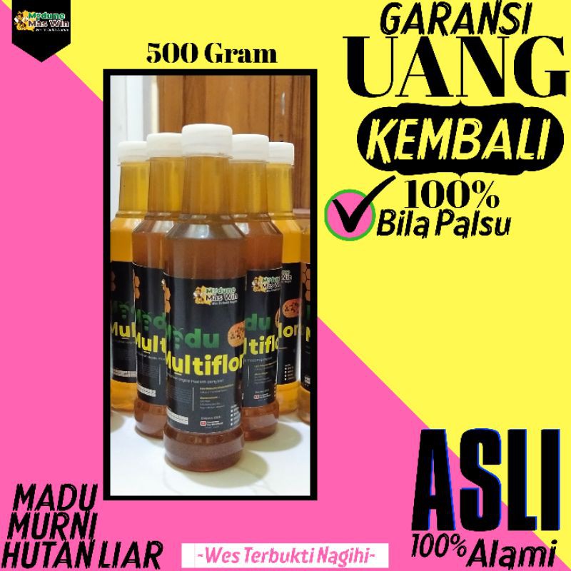 

MADU MURNI ASLI HUTAN LIAR GRADE PREMIUM 100% ALAMI RAW HONEY MULTIFLORA MINUMAN KESEHATAN 500 Gram