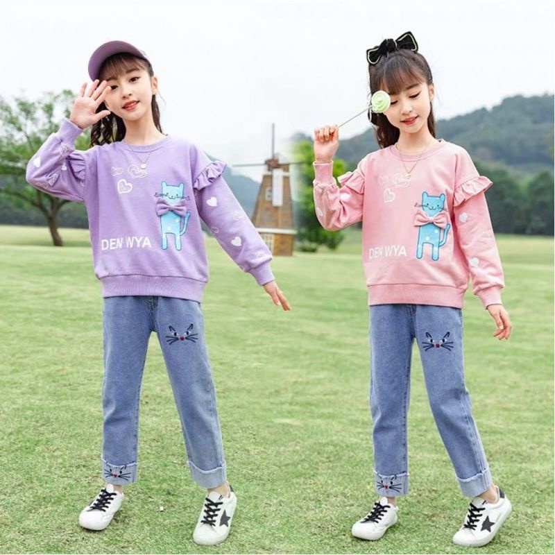 Setelan Anak 3-16 Tahun Import Model Sweater Dan Jeans DENWY SET