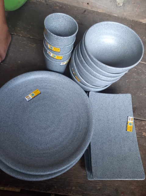 Golden Dragon Melamine (w3505a-mg) Mangkok Tembikar Sedang - Matte Grey [5 Inch / 6 Pcs]