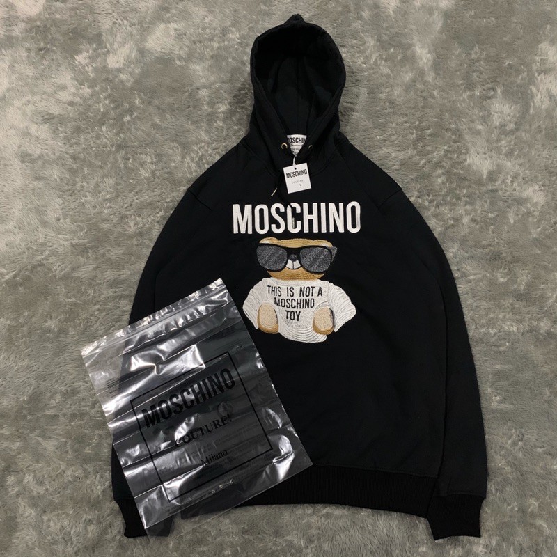 Sweater Hoodie Moschino Bear Big Bordir Fulltag &amp; Lebel