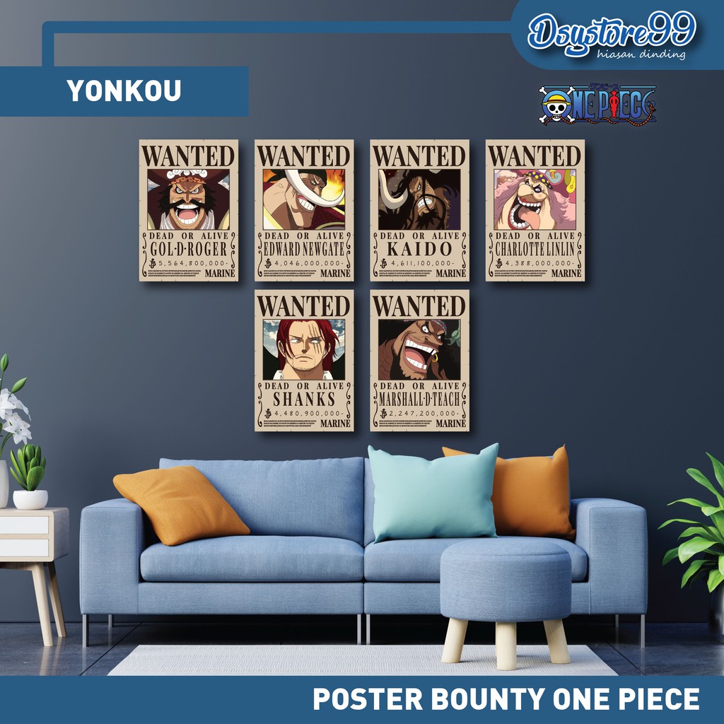 Poster Bounty One Piece 1SET KRU ISI 10PCS SIZE A4-YONKOU